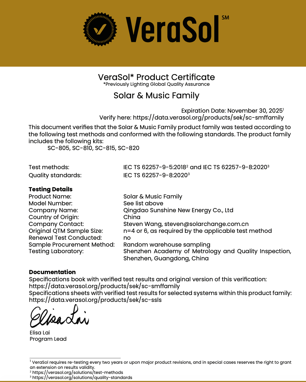 VS Certificate